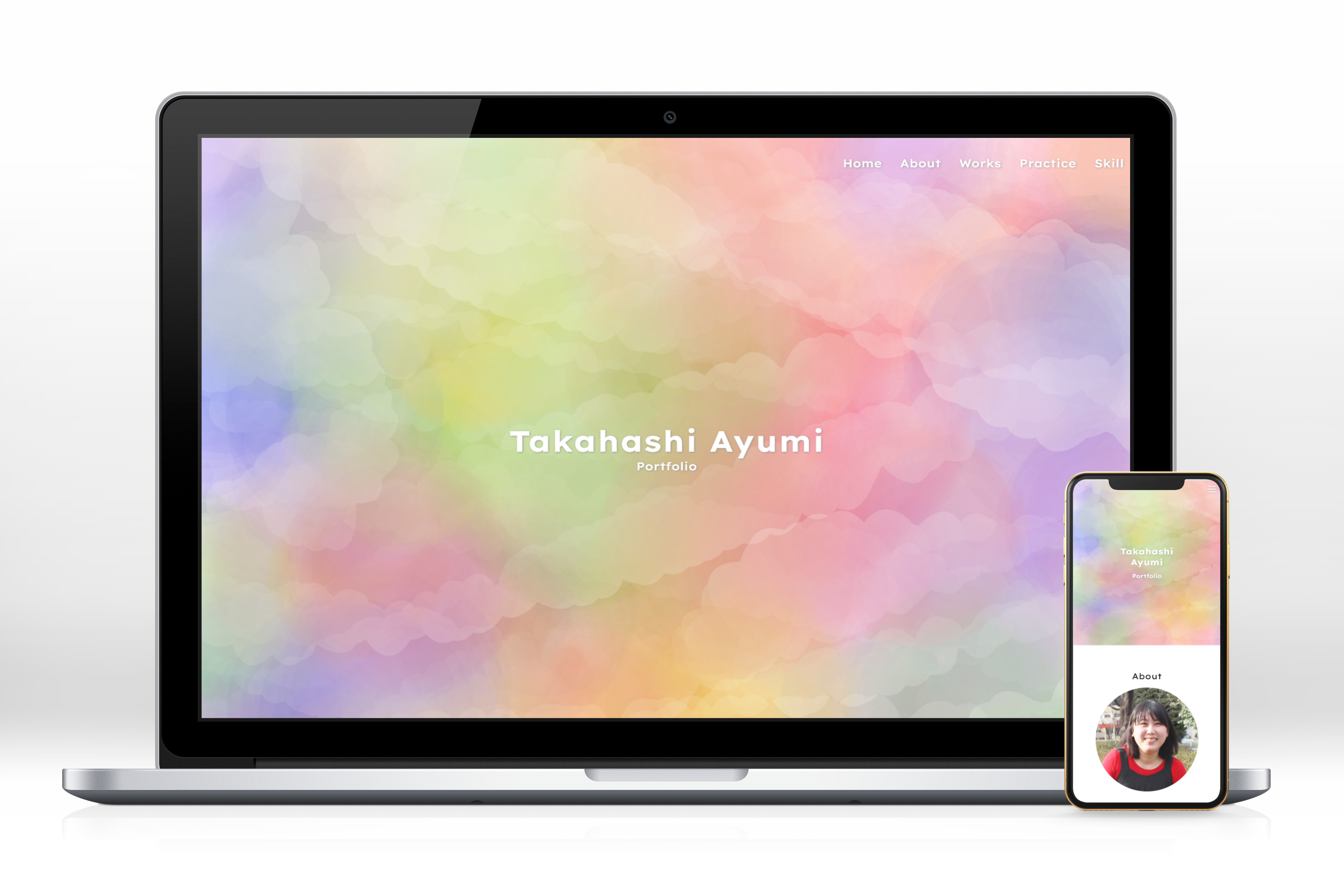 ポートフォリオのPC、スマートフォンの表示イメージ